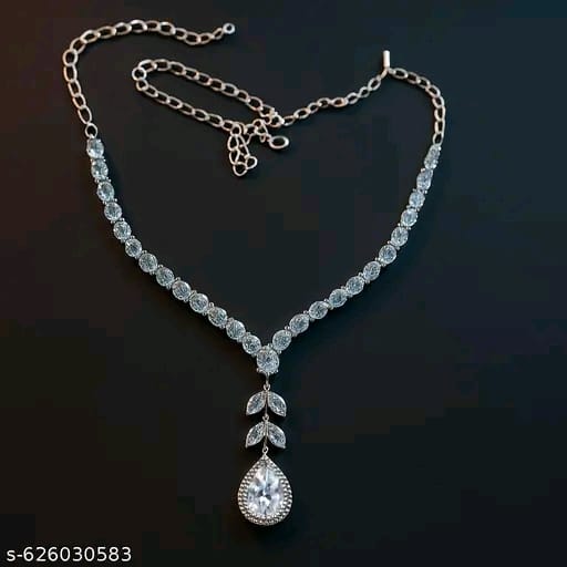 Luxury Necklace Set for Women -Teardrop Pendant with Matching Stud Earrings | Party, Wedding & Festive Jewelry Set